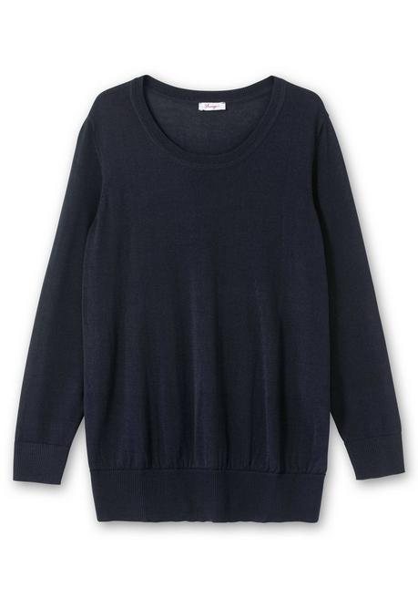 sheego Pullover aus leichtem Strick, mit Rundhalsausschnitt - tiefblau sheego Exklusive Angebote