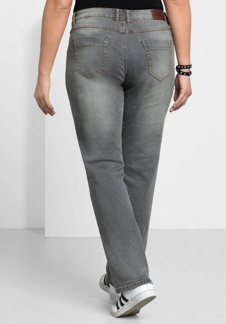 sheego Gerade Jeans mit Used-Effekten - grey Denim sheego Blitzangebot
