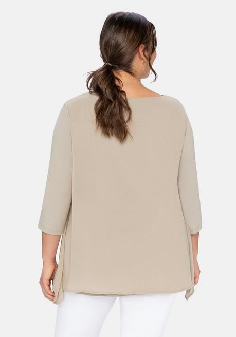sheego Blusenshirt in leichter A-Linie mit Zipfelsaum - beigefarben sheego Große Rabatte