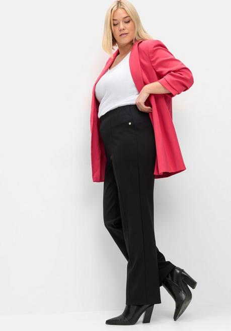 sheego Gerade Hose aus Interlock, mit elastischem Bund - schwarz sheego Sonderangebote