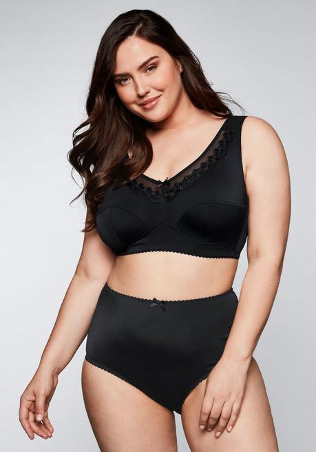 sheego BH ohne Bügel mit breitem Unterbrustband - schwarz sheego Bis zu 50% Rabatt