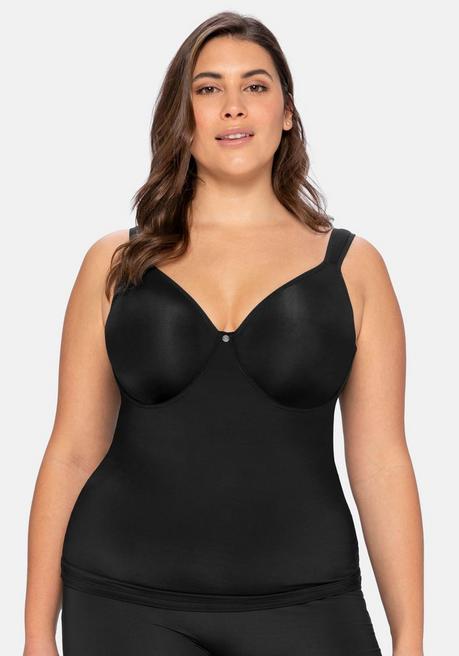 sheego Top aus Microfaser, mit integriertem Bügel-BH - schwarz sheego Bis zu 65% Rabatt