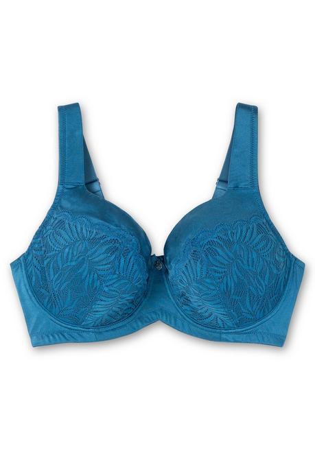 sheego Bügel-BH aus floraler Spitze, mit Seitenstützen - blau sheego Nur für heute