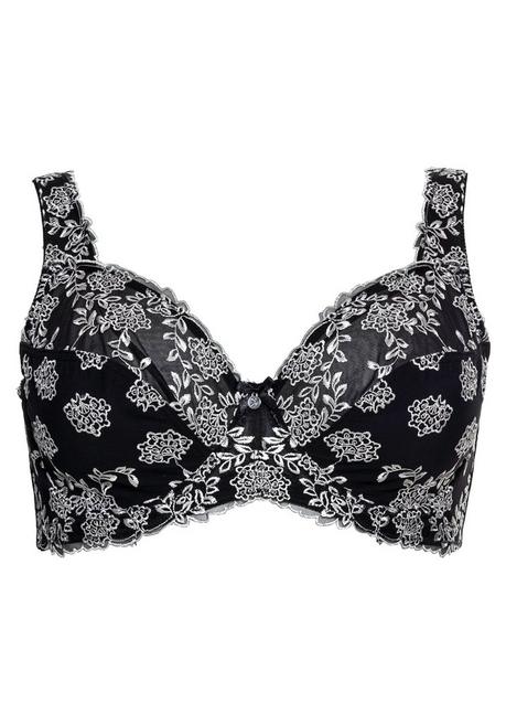 sheego Bügel-BH mit Stickereispitze und Mesh-Einsätzen - schwarz sheego 50% Rabatt mit kostenlosem Versand