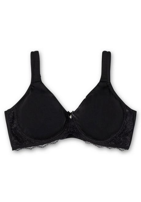 sheego T-Shirt-BH mit Spitze und nahtlosen Cups - schwarz sheego Fabrikladen