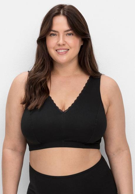sheego Doppelpack Bustiers mit Spitzenbesatz - schwarz+weiß sheego 50% Rabatt für begrenzte Zeit