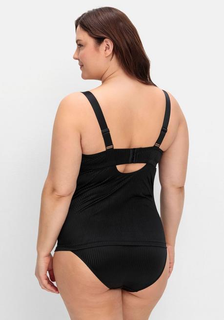 sheego BH-Hemd mit Spitzen-Cups und tonigen Streifen - schwarz sheego im Angebot