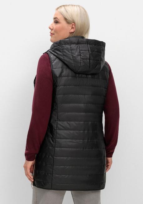 sheego Longweste mit Kapuze und Kontrastdetails - schwarz sheego Preisnachlass