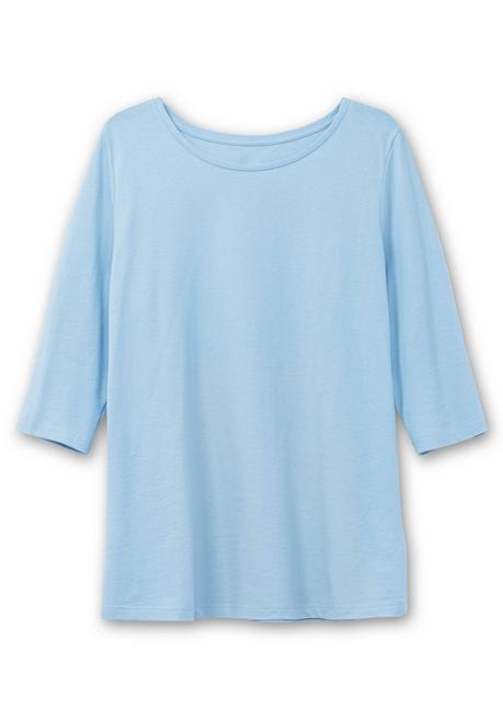 sheego Shirt in Piqué-Qualität mit 3/4-Ärmeln - himmelblau sheego Black Friday