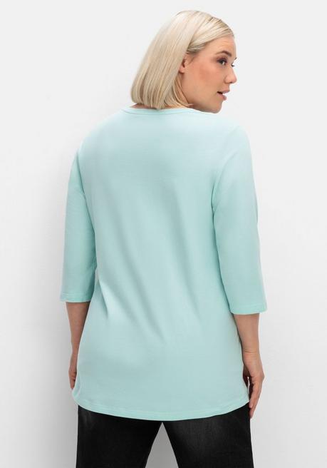 sheego Shirt in Piqué-Qualität mit 3/4-Ärmeln - mint sheego Cyber Monday