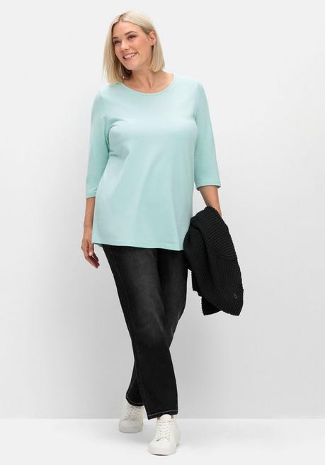 sheego Shirt in Piqué-Qualität mit 3/4-Ärmeln - mint sheego Cyber Monday