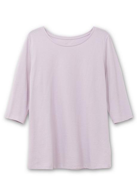 sheego Shirt in Piqué-Qualität mit 3/4-Ärmeln - flieder sheego Weihnachtsangebot