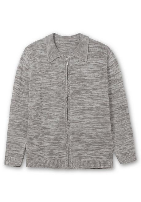 sheego Melierte Strickjacke mit Polokragen - grau sheego Osterangebot
