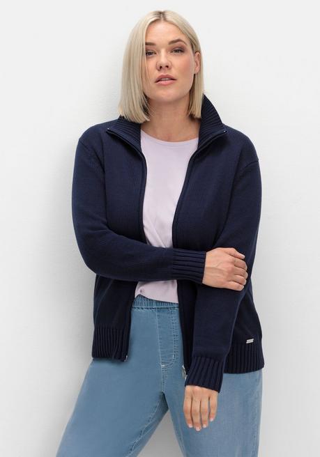 sheego Strickjacke mit Troyerkragen und 2-Wege-Zipper - marine sheego Vatertagsangebot