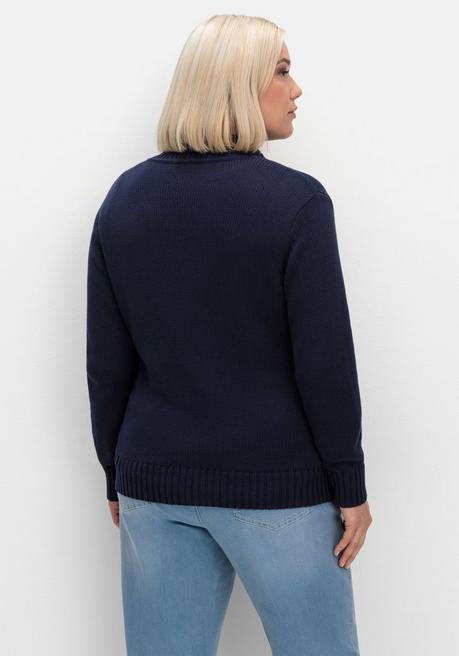 sheego Strickjacke mit Troyerkragen und 2-Wege-Zipper - marine sheego Vatertagsangebot