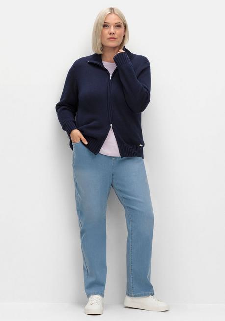 sheego Strickjacke mit Troyerkragen und 2-Wege-Zipper - marine sheego Vatertagsangebot