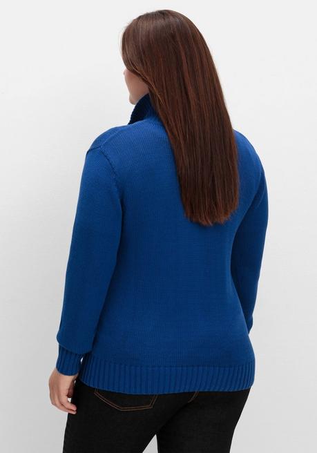 sheego Strickjacke mit Troyerkragen und 2-Wege-Zipper - royalblau sheego Valentinstagsangebot