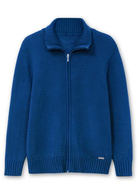 sheego Strickjacke mit Troyerkragen und 2-Wege-Zipper - royalblau sheego Valentinstagsangebot