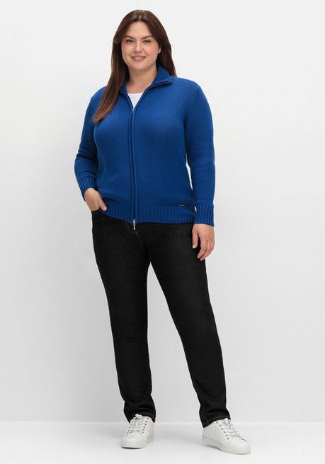 sheego Strickjacke mit Troyerkragen und 2-Wege-Zipper - royalblau sheego Valentinstagsangebot