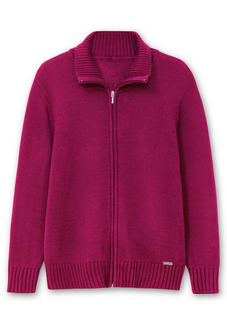 sheego Strickjacke mit Troyerkragen und 2-Wege-Zipper - fuchsia sheego Jubiläumsangebot