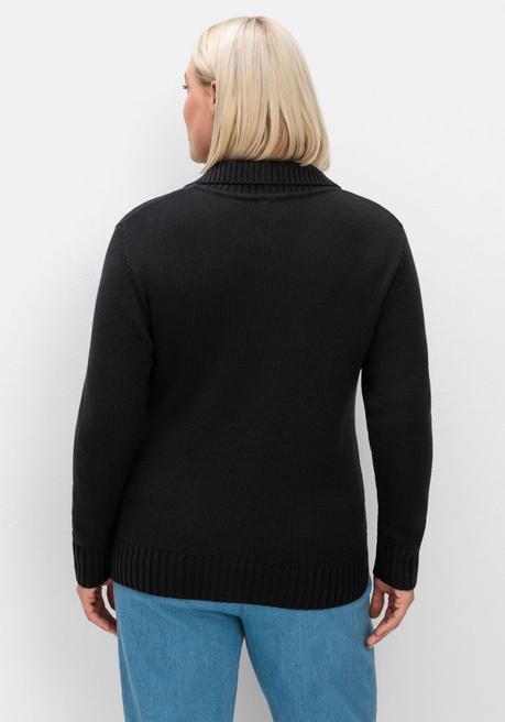 sheego Strickjacke mit Troyerkragen und 2-Wege-Zipper - schwarz sheego Lagerräumung