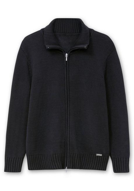 sheego Strickjacke mit Troyerkragen und 2-Wege-Zipper - schwarz sheego Lagerräumung