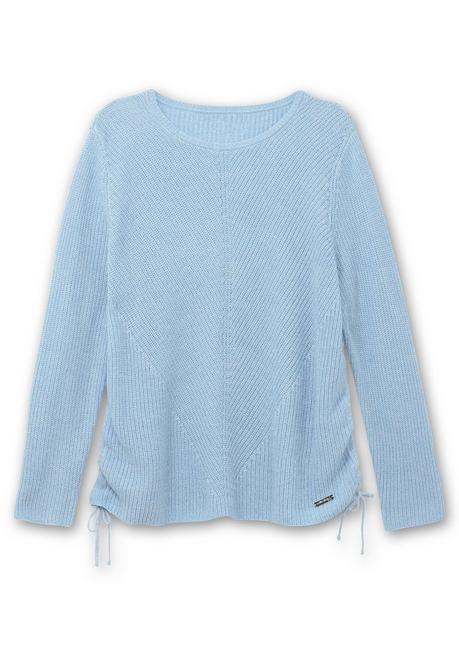 sheego Strickpullover mit Rippmuster und Raffung seitlich - eisblau sheego Heißer Verkauf