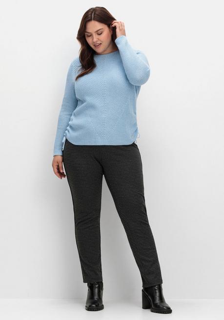 sheego Strickpullover mit Rippmuster und Raffung seitlich - eisblau sheego Heißer Verkauf