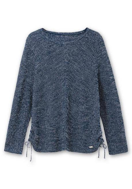 sheego Strickpullover mit Rippmuster und Raffung seitlich - dunkelblau sheego Neueste Mode