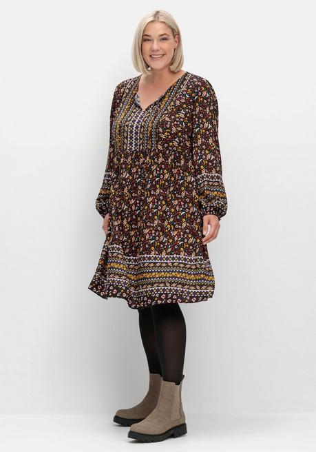 sheego Hängerchen-Kleid im Mustermix, in A-Linie - braun gemustert sheego Online Outlet