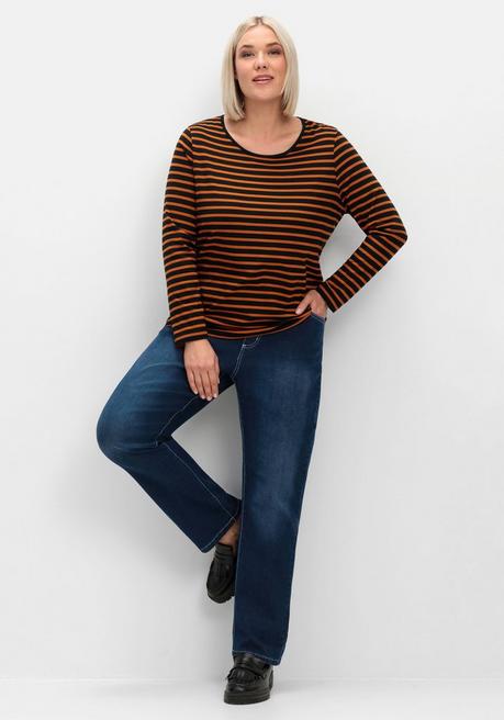 sheego Ringelshirt mit Rundhalsausschnitt - schwarz gestreift sheego Zeitlich begrenztes Angebot