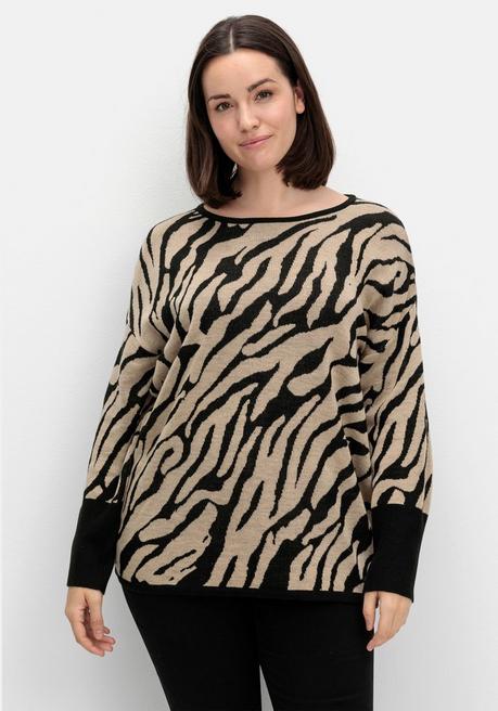 sheego Jacquard-Pullover mit Animalmuster - schwarz gemustert sheego Blitzangebot