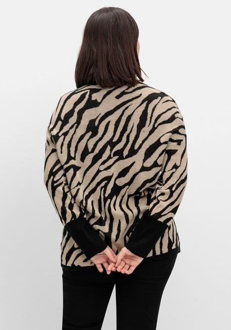 sheego Jacquard-Pullover mit Animalmuster - schwarz gemustert sheego Blitzangebot