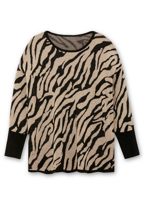 sheego Jacquard-Pullover mit Animalmuster - schwarz gemustert sheego Blitzangebot