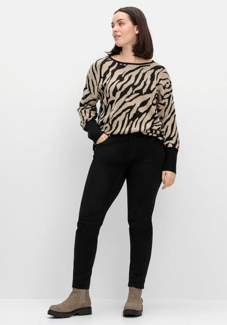 sheego Jacquard-Pullover mit Animalmuster - schwarz gemustert sheego Blitzangebot