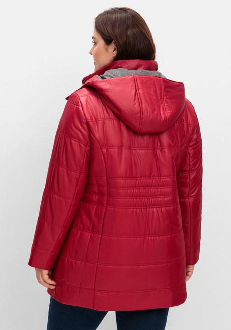 sheego Steppjacke mit Kapuze und Flanell-Details - kirschrot sheego Neuheiten
