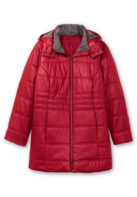 sheego Steppjacke mit Kapuze und Flanell-Details - kirschrot sheego Neuheiten