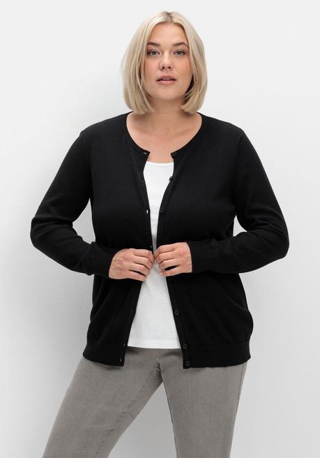 sheego Feinstrickjacke mit Rundhalsausschnitt und Knopfleiste - schwarz sheego Bestseller