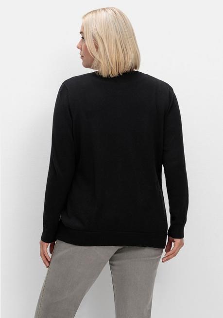 sheego Feinstrickjacke mit Rundhalsausschnitt und Knopfleiste - schwarz sheego Bestseller