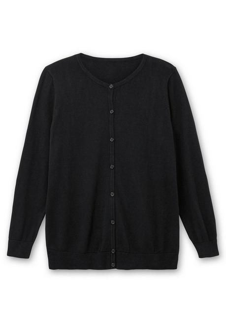 sheego Feinstrickjacke mit Rundhalsausschnitt und Knopfleiste - schwarz sheego Bestseller