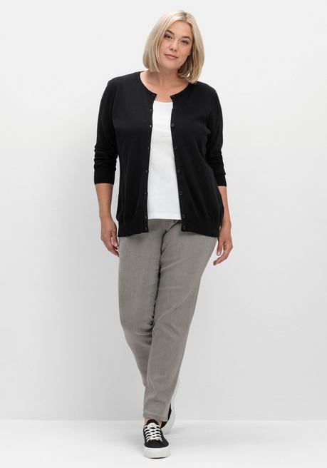 sheego Feinstrickjacke mit Rundhalsausschnitt und Knopfleiste - schwarz sheego Bestseller