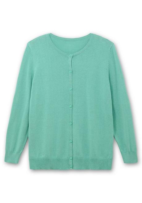 sheego Feinstrickjacke mit Rundhalsausschnitt und Knopfleiste - salbeigrün sheego Saisonale Angebote