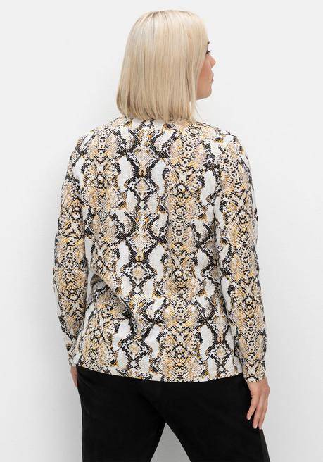 sheego Langarmshirt mit Animalprint und Rundhalsausschnitt - beigefarben gemustert sheego Räumungsverkauf