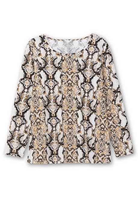 sheego Langarmshirt mit Animalprint und Rundhalsausschnitt - beigefarben gemustert sheego Räumungsverkauf