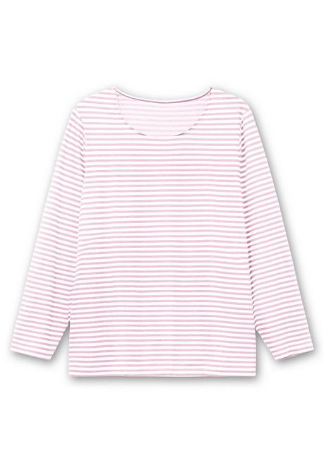 sheego Gestreiftes Langarmshirt mit Rundhalsausschnitt - rosé gestreift sheego Tiefpreis