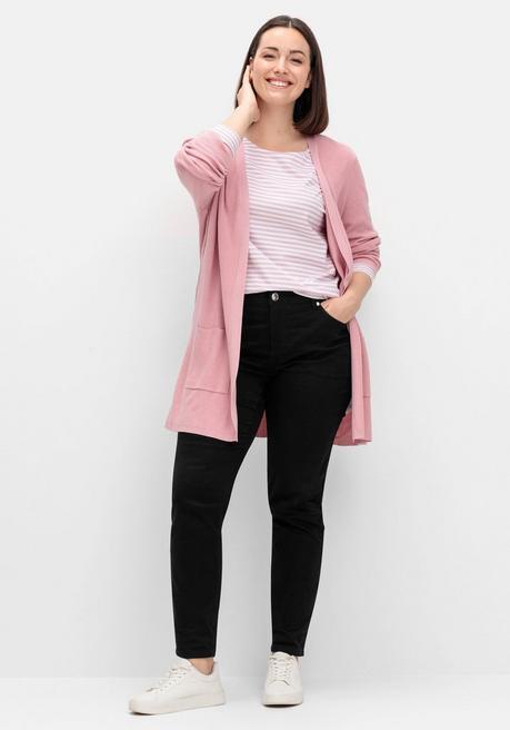 sheego Gestreiftes Langarmshirt mit Rundhalsausschnitt - rosé gestreift sheego Tiefpreis