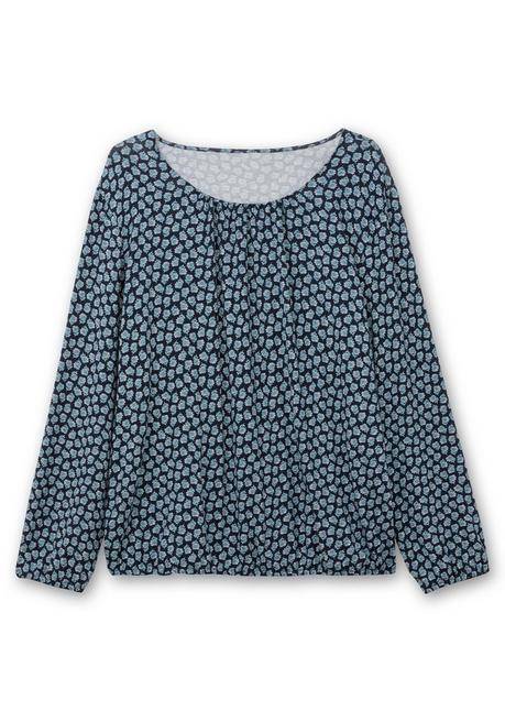 sheego Langarmshirt mit Minimalprint und Saum-Gummizug - nachtblau gemustert sheego Wochenangebot