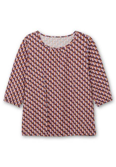 sheego 3/4-Arm-Shirt mit Grafikprint und Gummizugbund - aubergine gemustert sheego Begrenzte Freigabe