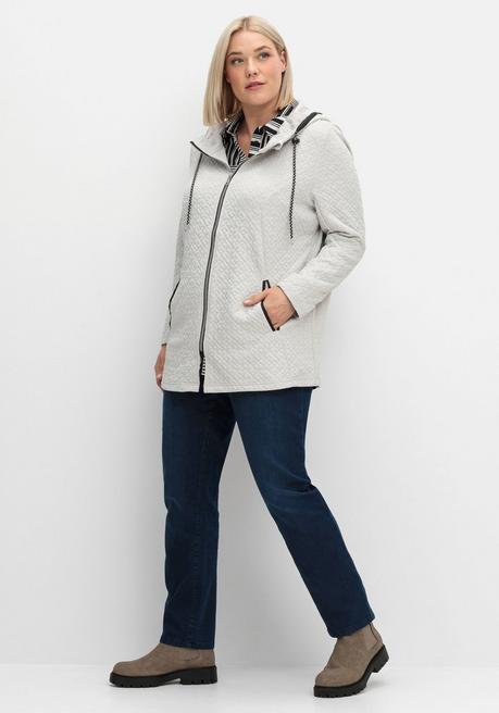 sheego Kapuzenjacke in gesteppter Jacquard-Qualität - hellgrau sheego Bis zu 50% Rabatt