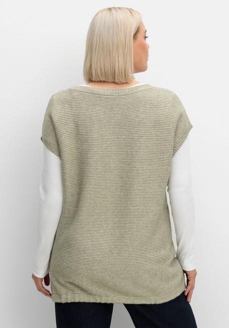 sheego Pullunder im Rippmuster mit Kordelzug am Saum - khaki sheego Bis zu 60% Rabatt